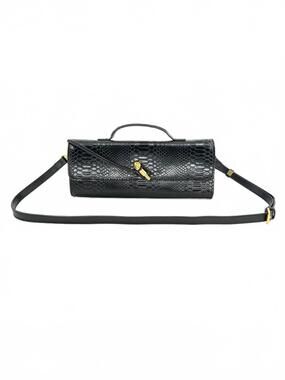 NEW BC HANDBAGS women's gold hardware snake print mini clutch in black